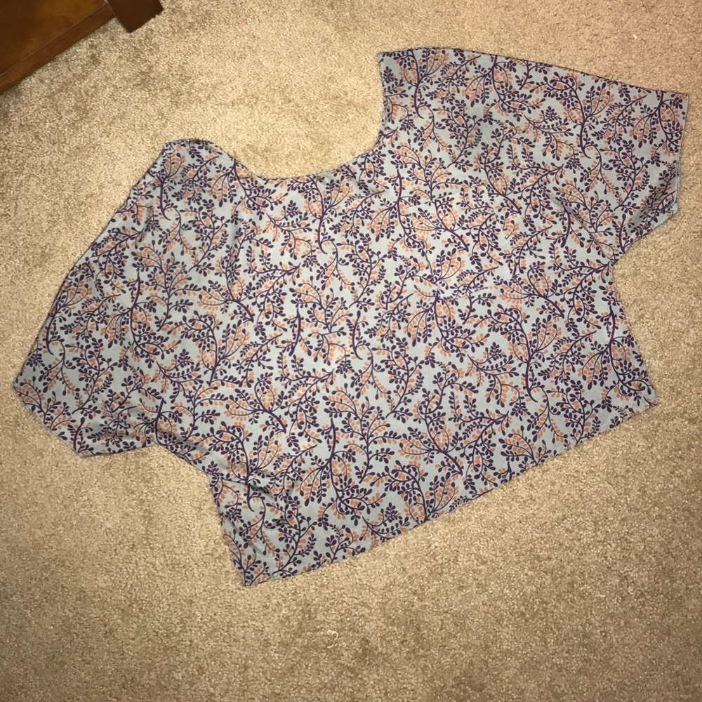 Blue green floral top