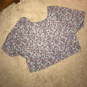 Blue green floral top