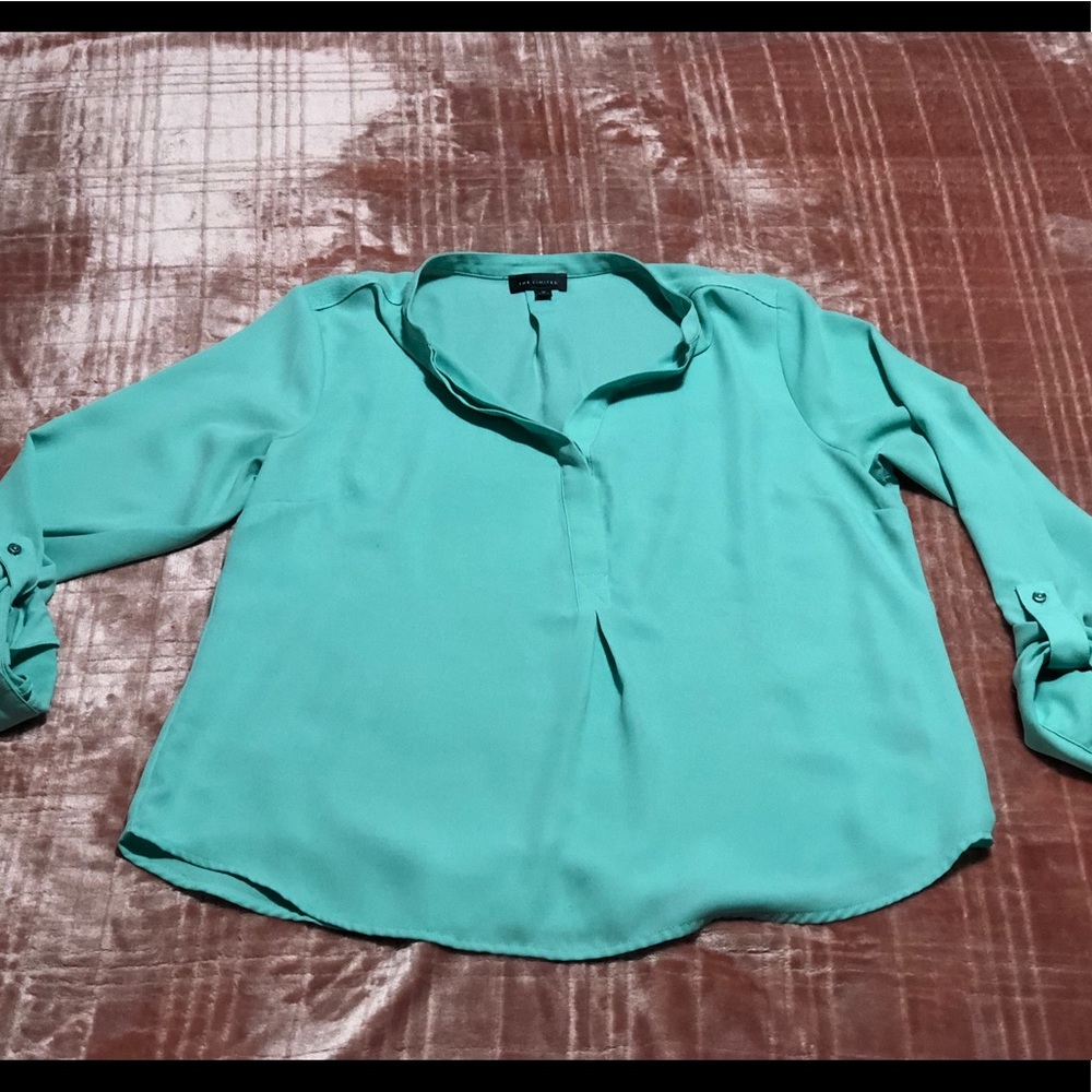 Turquoise half button down blouse
