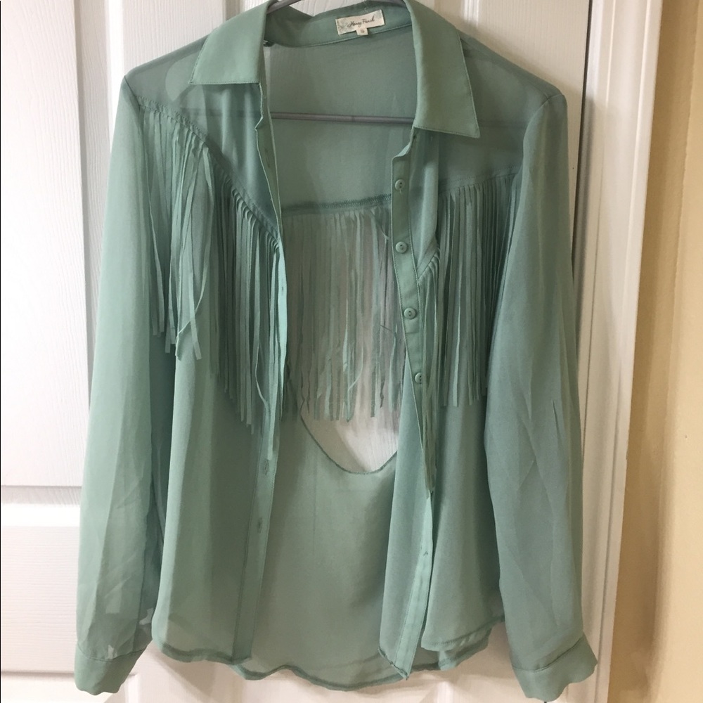 Fringe open back top