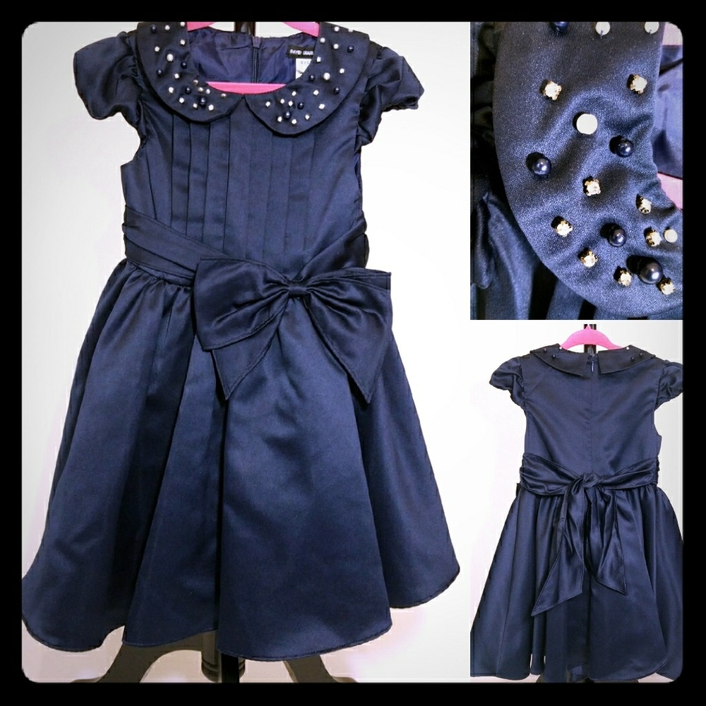 Navy Satin Dress by David Charles