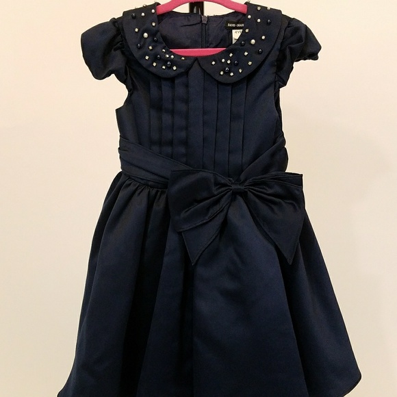 Navy Satin Dress by David Charles - Picture 2 of 4