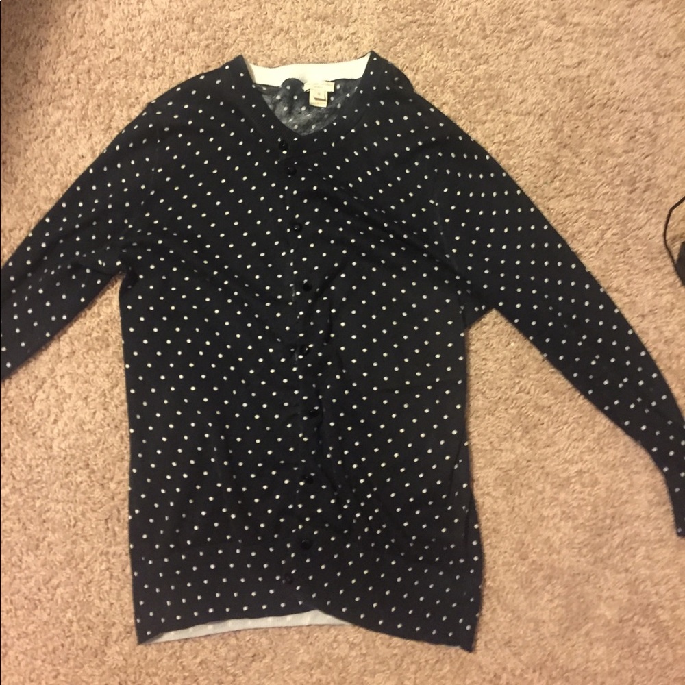 J.Crew Cardigan black and white polka dots small