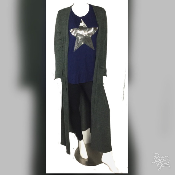 🔴Last 1 Long gray cardigan w/pockets S only NWT - Picture 2 of 4