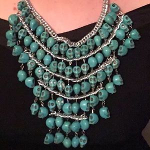Huge Halloween Skull Statement Necklace w/Earrings