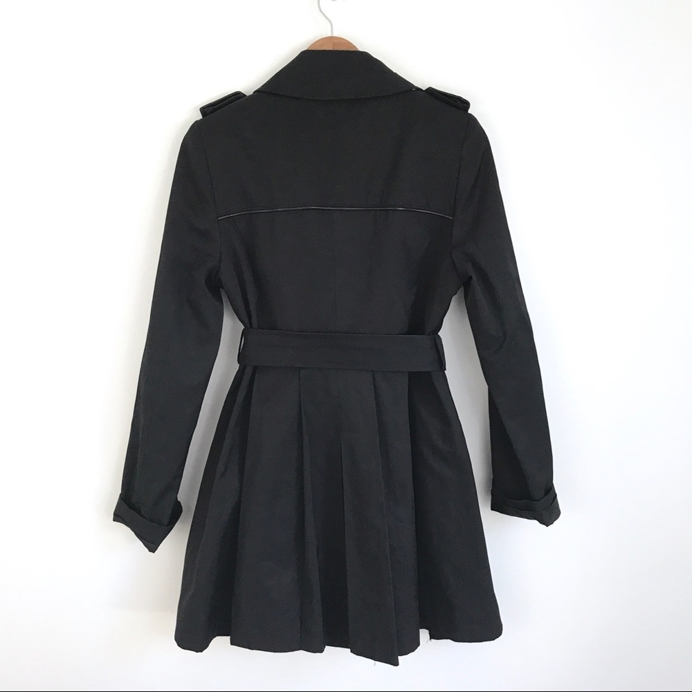 Black Skirted Single-Breasted Trench Coat NWOT - Picture 3 of 8