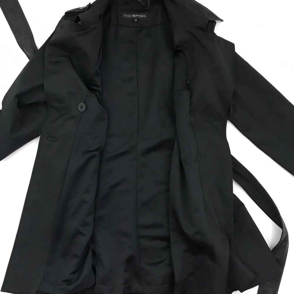 Black Skirted Single-Breasted Trench Coat NWOT - Picture 7 of 8