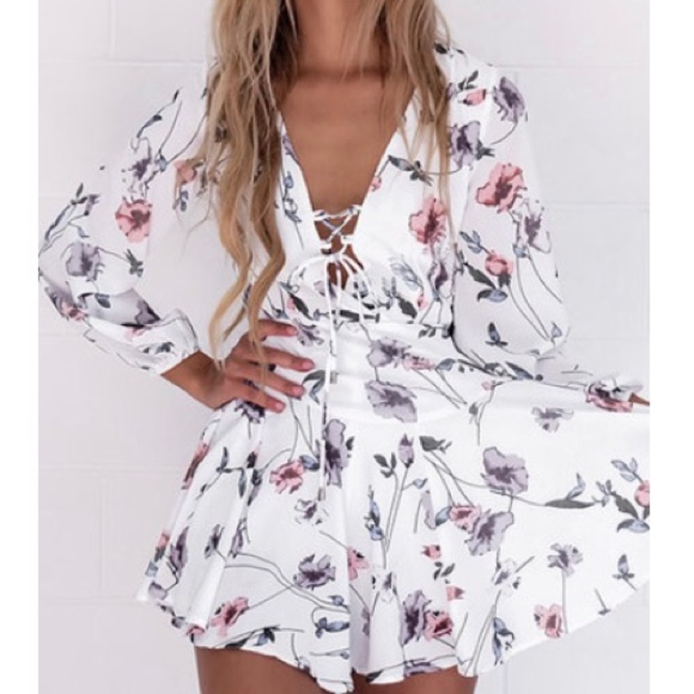 Stunning floral print white dress