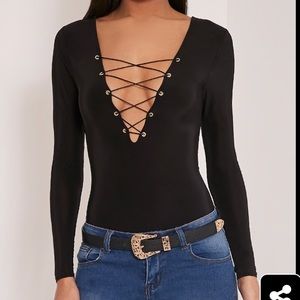 Kitanna black lace up bodysuit