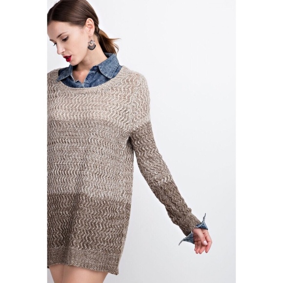 Color-block Sweater with Denim Collar and Cuffs - Picture 4 of 4