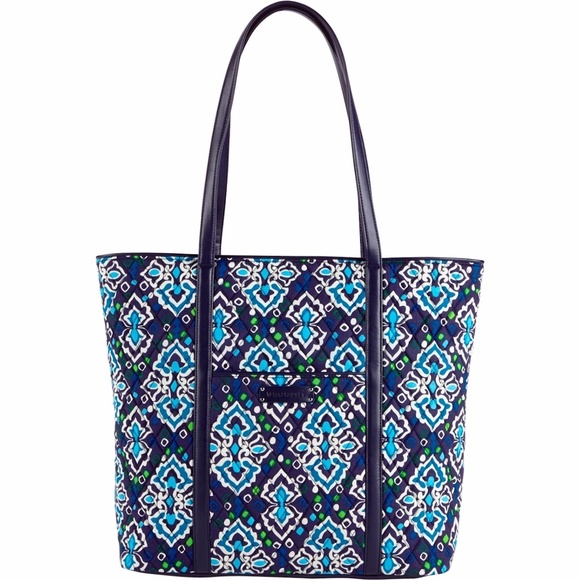 Vera Bradley Handbags - Vera Bradley Ink Blue Trimmed Tote Quilted Bag
