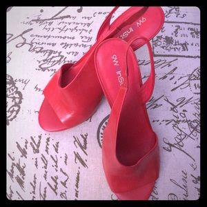🆕 Nine West Red Leather Slingback Heels Pumps