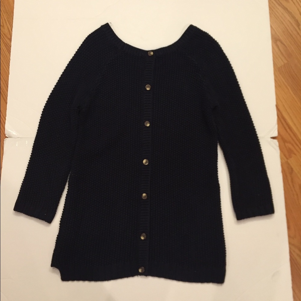 Navy sweater with buttons on back