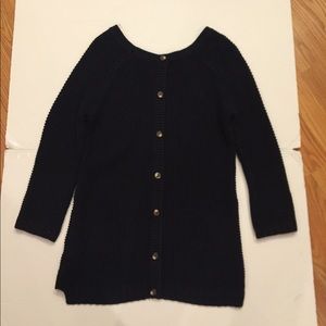 Navy sweater with buttons on back