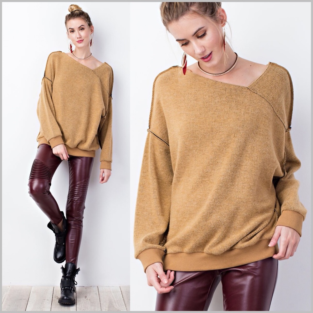 🆕 Camel Oversized Boxy Sweater - Picture 3 of 8