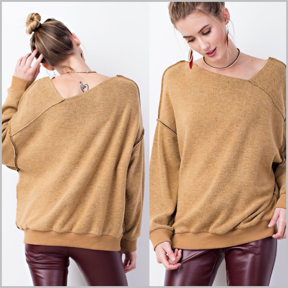 🆕 Camel Oversized Boxy Sweater - Picture 5 of 8