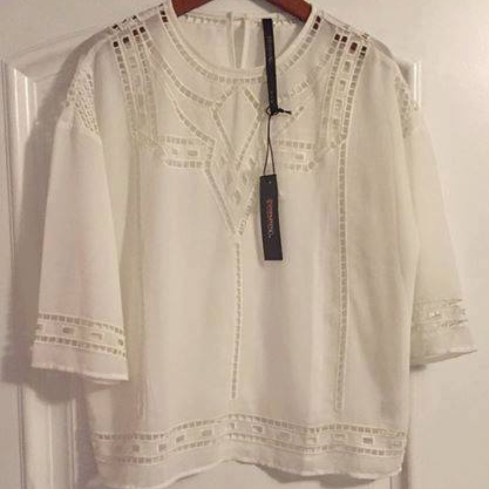Renee C Eyelet Blouse Medium NWT