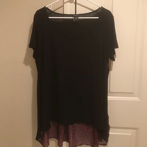 Torrid Black Knit Top with Hot Pink Leopard Print Torrid Black Knit Top with Hot Pink Leopard Print