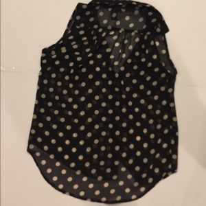 Sheer black and white polka fit tank