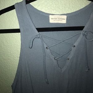 Nectar Clothing // Soft Blue Lace Up Top