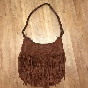 Large Cognac/Brown/Tan Fringe Over Shoulder Purse Large Cognac/Brown/Tan Fringe Over Shoulder Purse