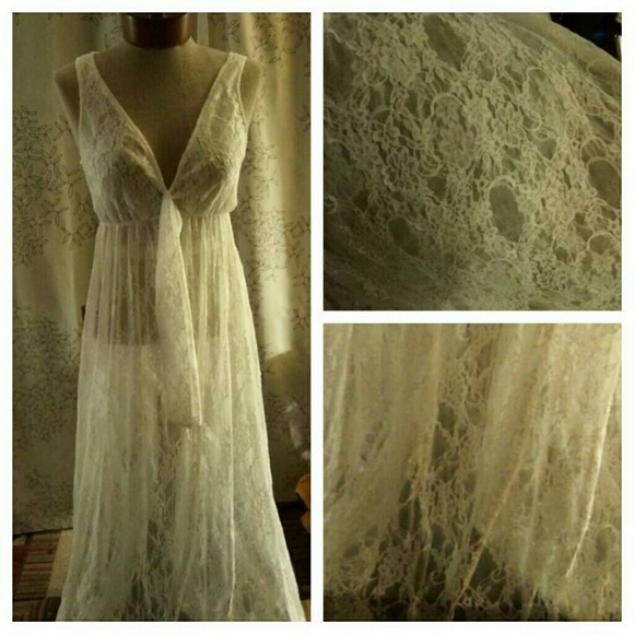 Dresses & Skirts - White lace sheer gown NWOT