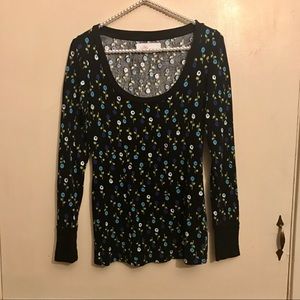 Anthropologie Lilka Black Floral Thermal Tee Sz XS Anthropologie Lilka Black Floral Thermal Tee Sz XS