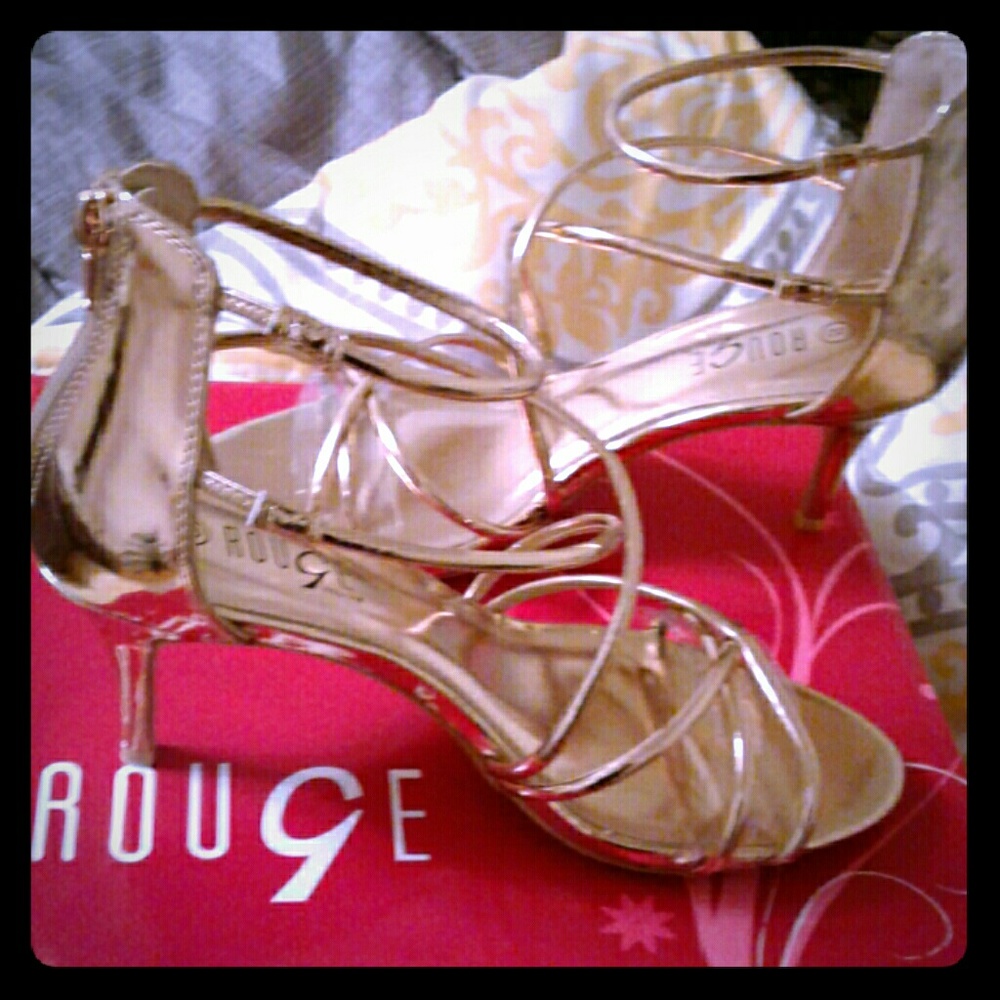 Rose gold patent high heels