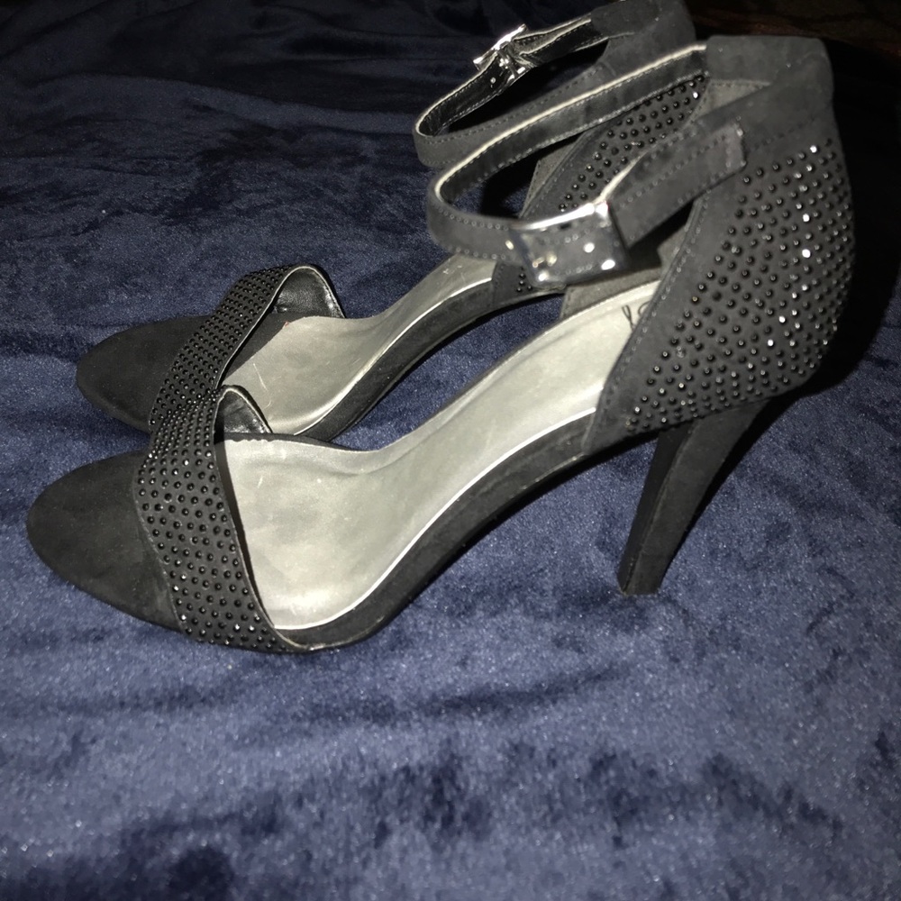 Black rhinestone heels size 9 brand new