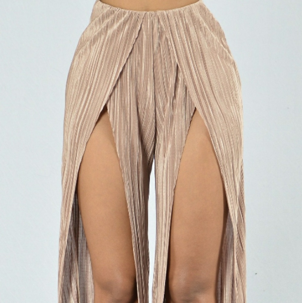 Copper open front pants