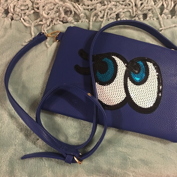 Fashion Sequin Eyes Blue Crossbody/Clutch - Picture 3 of 6