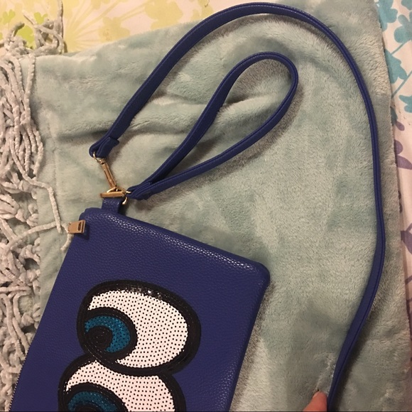 Fashion Sequin Eyes Blue Crossbody/Clutch - Picture 6 of 6