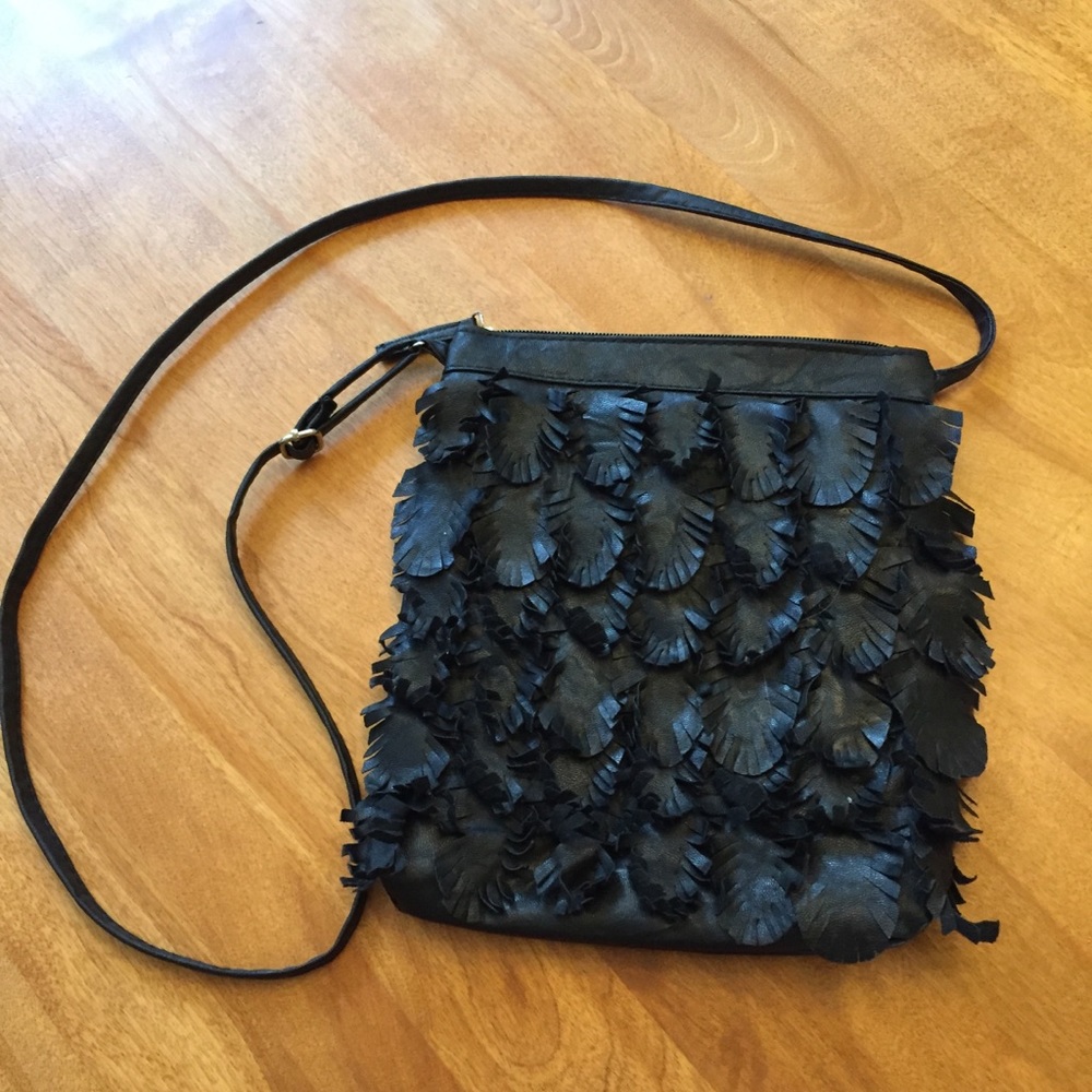 Black feathery purse