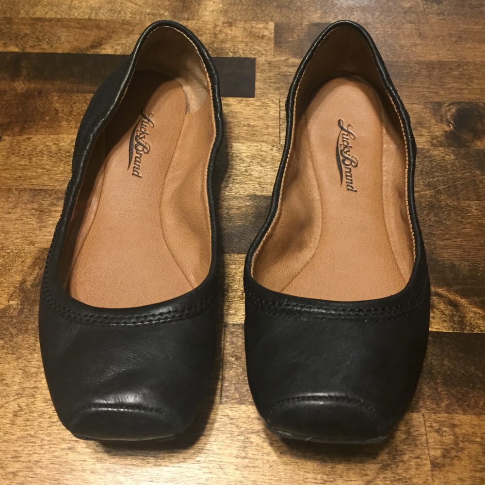 Lucky Brand, Black, Leather Ballet Flats