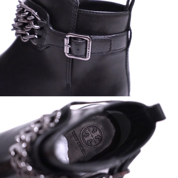 Tory Burch Bloomfield Chain Leather Ankle Boots - Picture 2 of 8