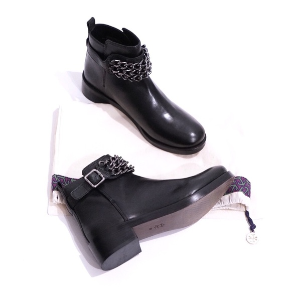 Tory Burch Bloomfield Chain Leather Ankle Boots - Picture 4 of 8
