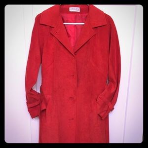 Vintage 70s Count Romi Red Suede trench coat