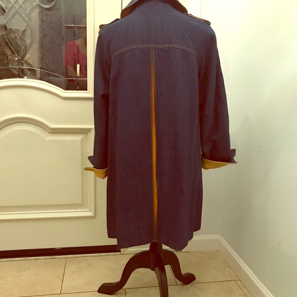 Vintage denim/leather swing coat