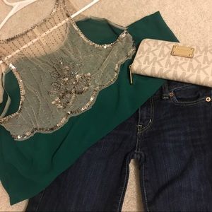 Size small sheer beaded back top