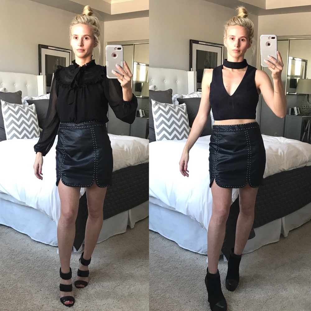 NWT LF STUDDED LEATHER SKIRT - XS/S