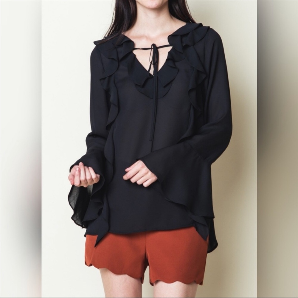 Ruffled chiffon blouse
