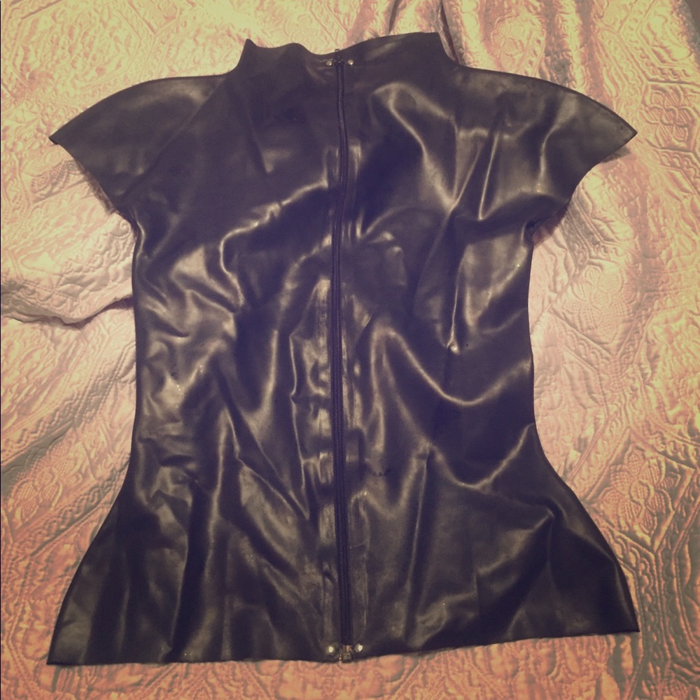 Latexa black polo shirt front zip