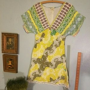 💥SALE💥 Multi Fabric Blue Plate Dress Sz S