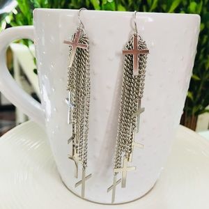 Silver Dangles with Crosses