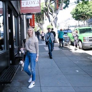 Madewell stripe crop sweatshirt