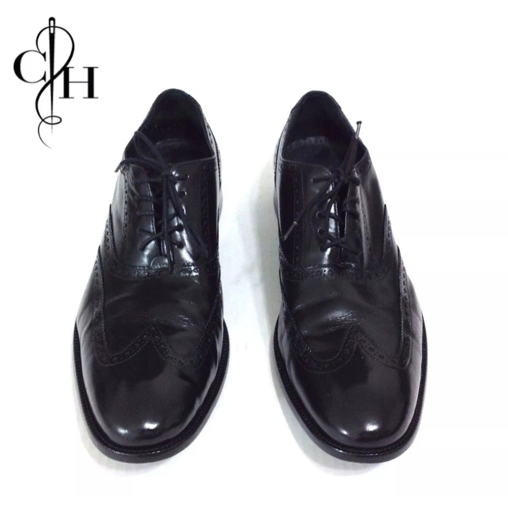 Cole Haan Black Wingtip Shoes Men's Size 12 EUC