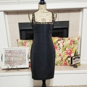Cache black body con dress with gold studs SZ 8 Cache black body con dress with gold studs SZ 8