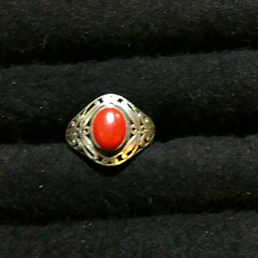 Orange cabochon ring