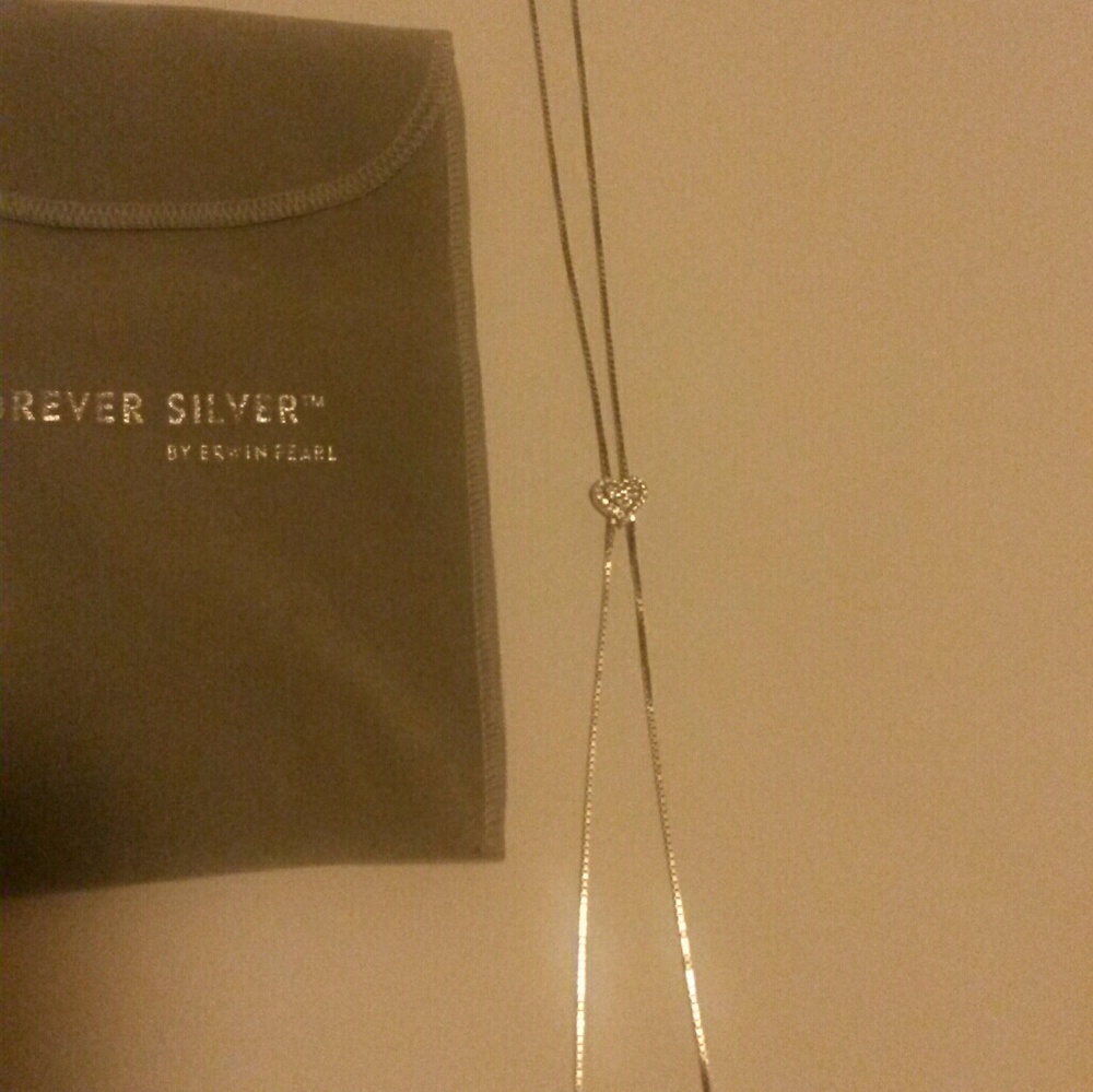 Silver Chain,  Cz Embellished Heart, *Worn Once*