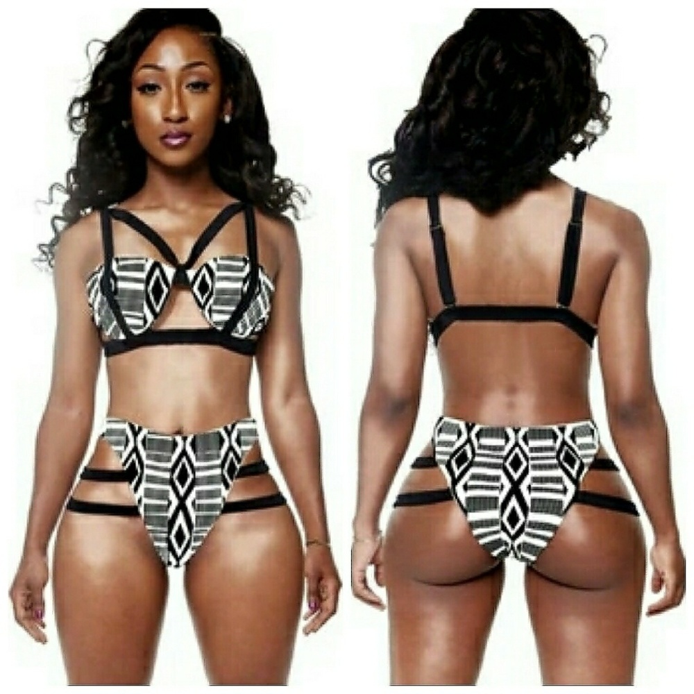 Black n white ancient 2 piece swimsuit